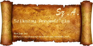Szikszay Annamária névjegykártya